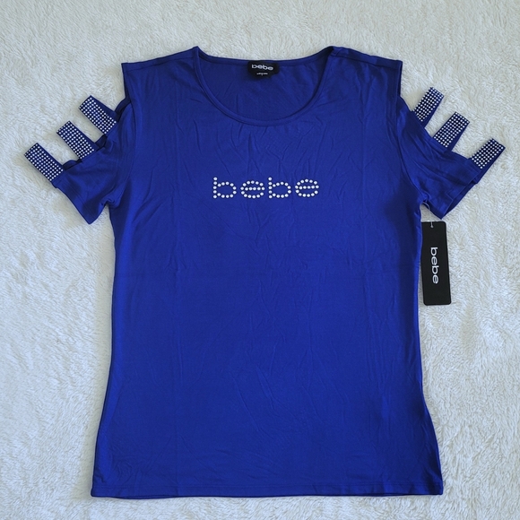 bebe Tops - bebe Blue💙 Top with Cutout✂️ Sleeve Detail - NWT